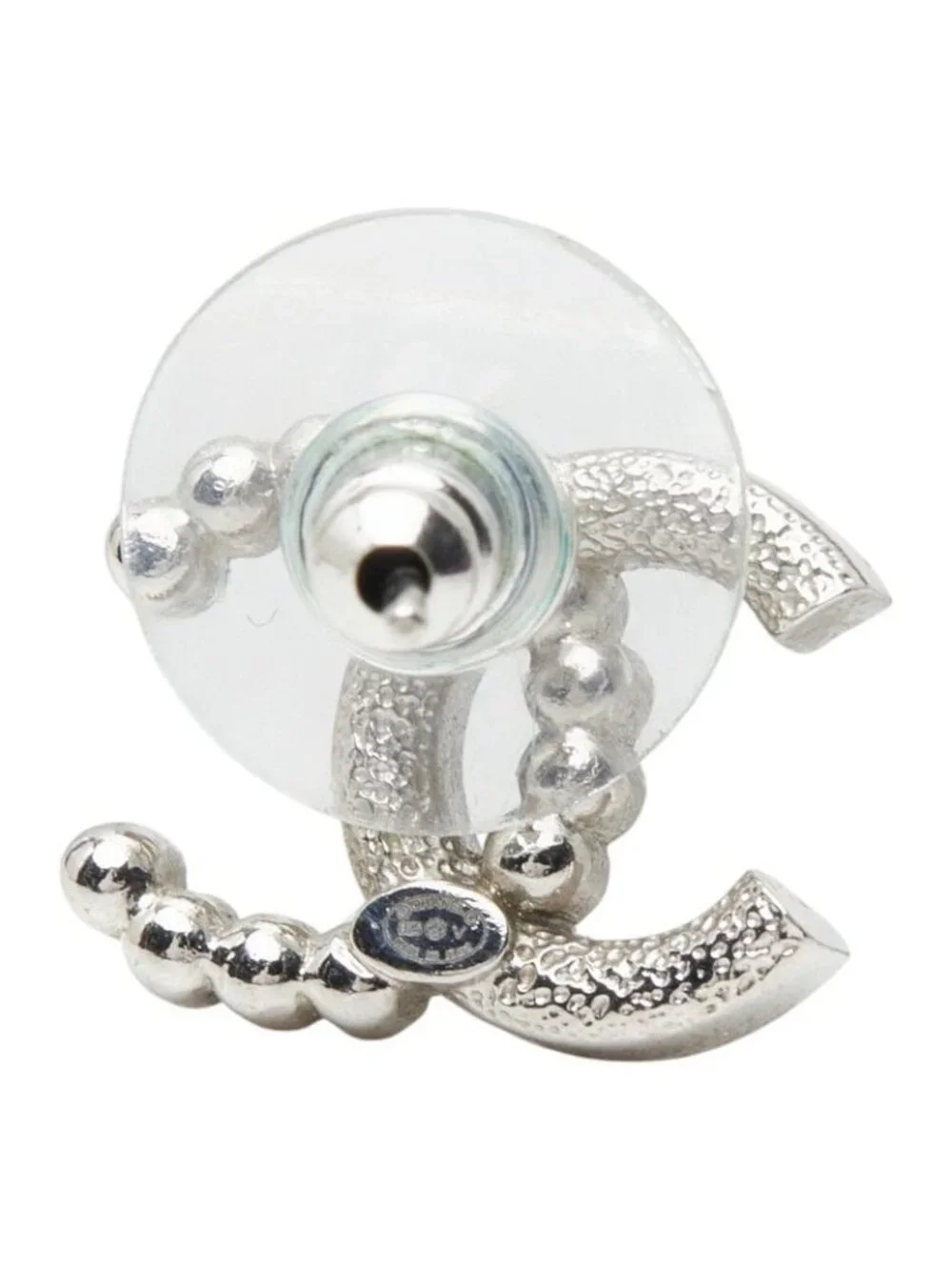 Chanel CC Logo Single Stud Earrings 25 Silver Metal Rhinestone Faux Pearl